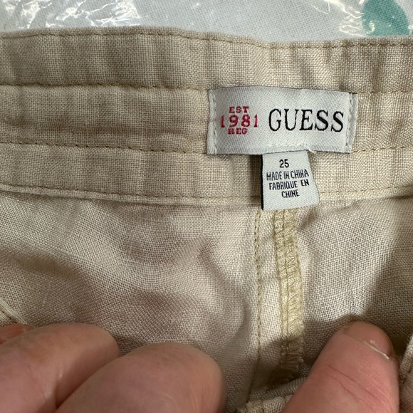 Guess Tan Cargo Pants with Drawstring Waist and Adjustable Legs - Picture 2 of 5